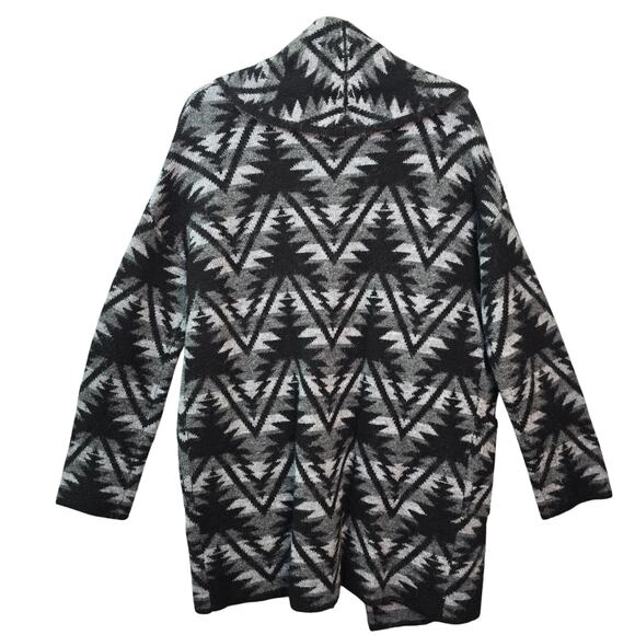 Artisan NY Wool Cardigan Womens Small Grey Black South Western Aztec Equestrian - Picture 2 of 10